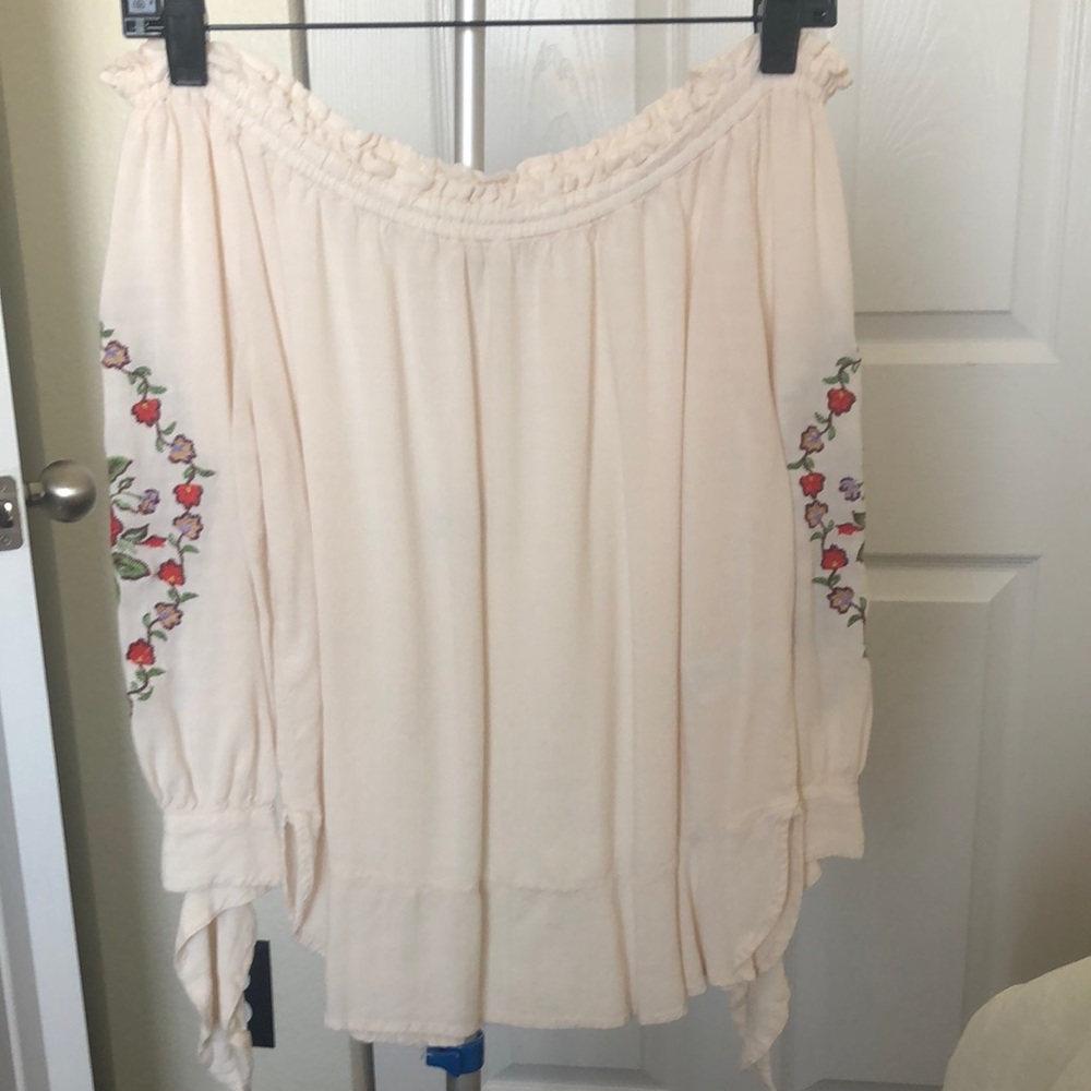 Off the Shoulder Embroidered Blouse